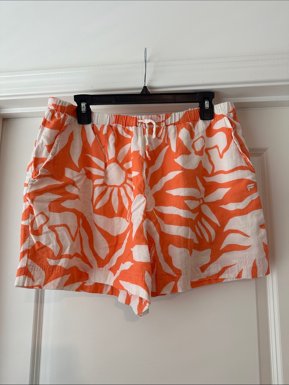 Fabletics Orange and White Floral Print Bermuda Shorts